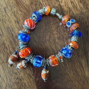 Broncos Orange & Blue Bead Bracelet